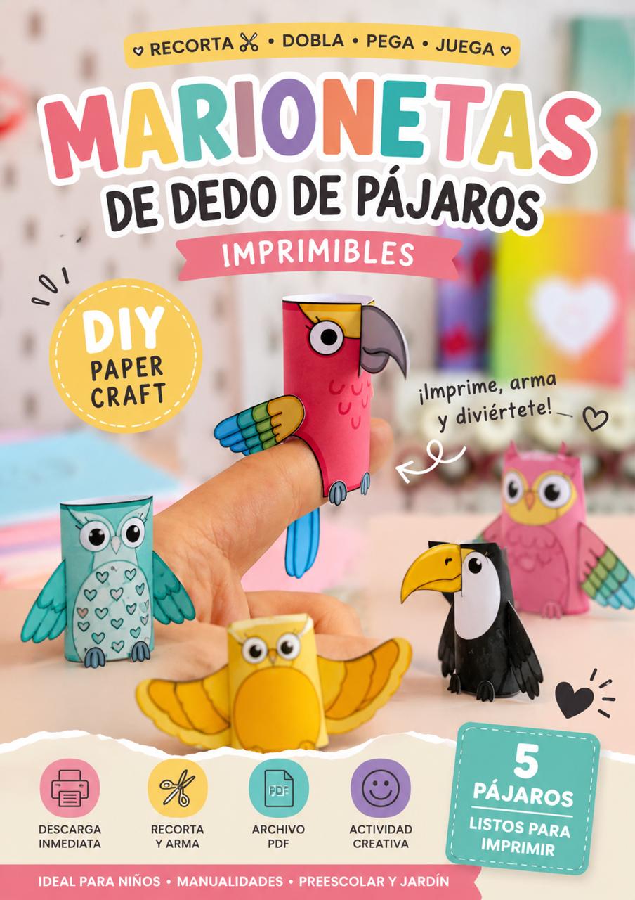 Marionetas de Dedo de Pájaros Imprimibles